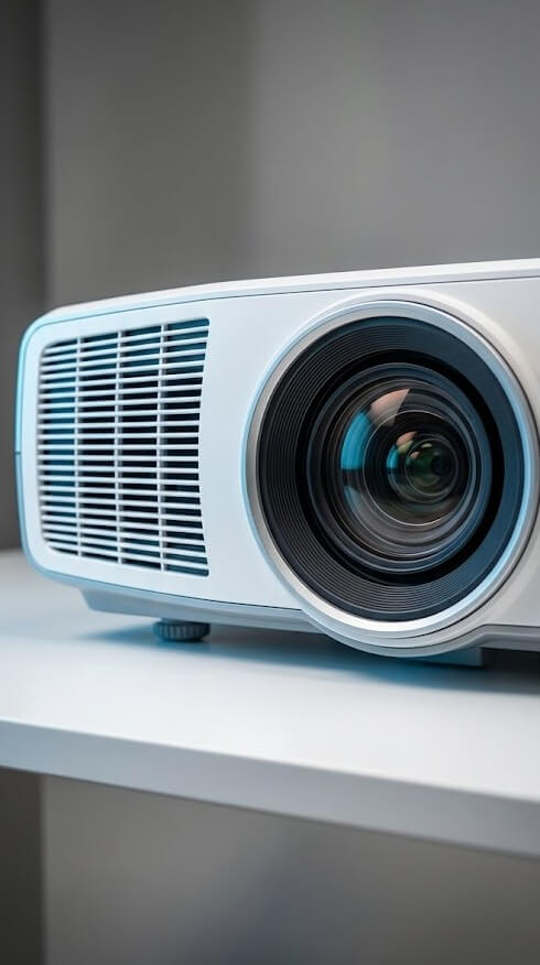 Wnętrze naprawianego projektora